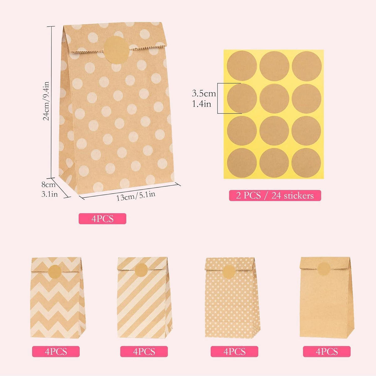 PAPIERTÜTEN 20 Stück Set Braun - Braun, Papier (7.9/23.9/13cm)