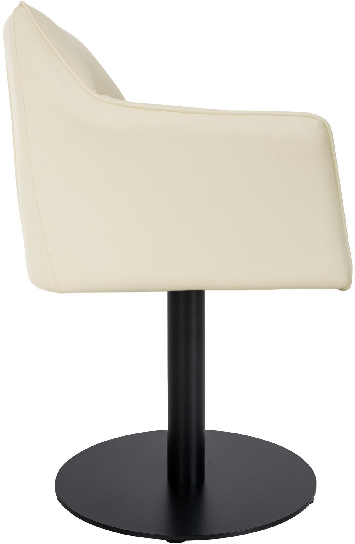 SESSEL Lederlook Creme - Creme/Schwarz, Textil/Metall (64/75/48cm) - CLP