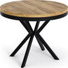 ESSTISCH Ross runder ausziehbarer, Craft Eiche 120-200/120/76 cm - Eiche Wotan/Schwarz, Holzwerkstoff/Metall (120/120/76cm) - WFL GROUP