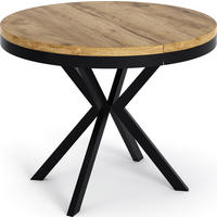 ESSTISCH Ross runder ausziehbarer, Craft Eiche 120-200/120/76 cm - Eiche Wotan/Schwarz, Holzwerkstoff/Metall (120/120/76cm) - WFL GROUP