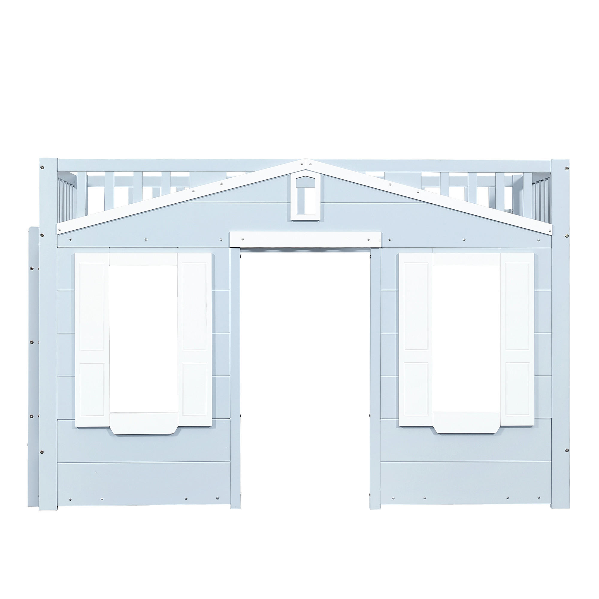KINDERBETT Blau Liegefläche 90/200 cm, Hochbett, Fenstergestaltung - Weiß, Holz (90/200cm) - PANGIVO