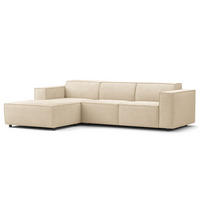 ECKSOFA mit Longchair - Beige/Schwarz, Kunststoff/Textil (260/177cm) - home24