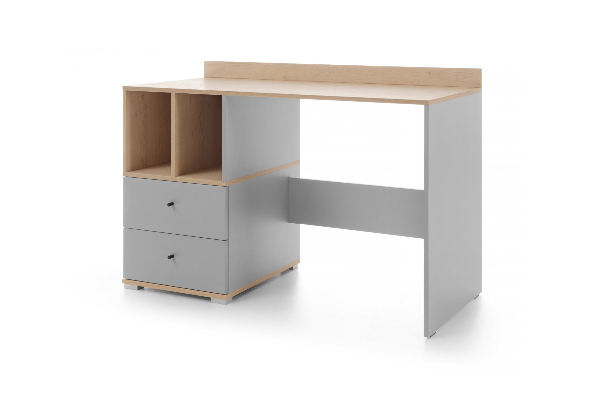 KINDERSCHREIBTISCH OLAF 05 120/55/83 in Platin Grau / Biskuit Eiche - Eichefarben/Grau, Holzwerkstoff (120/83/55cm) - Deine Möbel 24