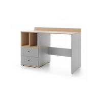 KINDERSCHREIBTISCH OLAF 05 120/55/83 in Platin Grau / Biskuit Eiche - Eichefarben/Grau, Holzwerkstoff (120/83/55cm) - Deine Möbel 24