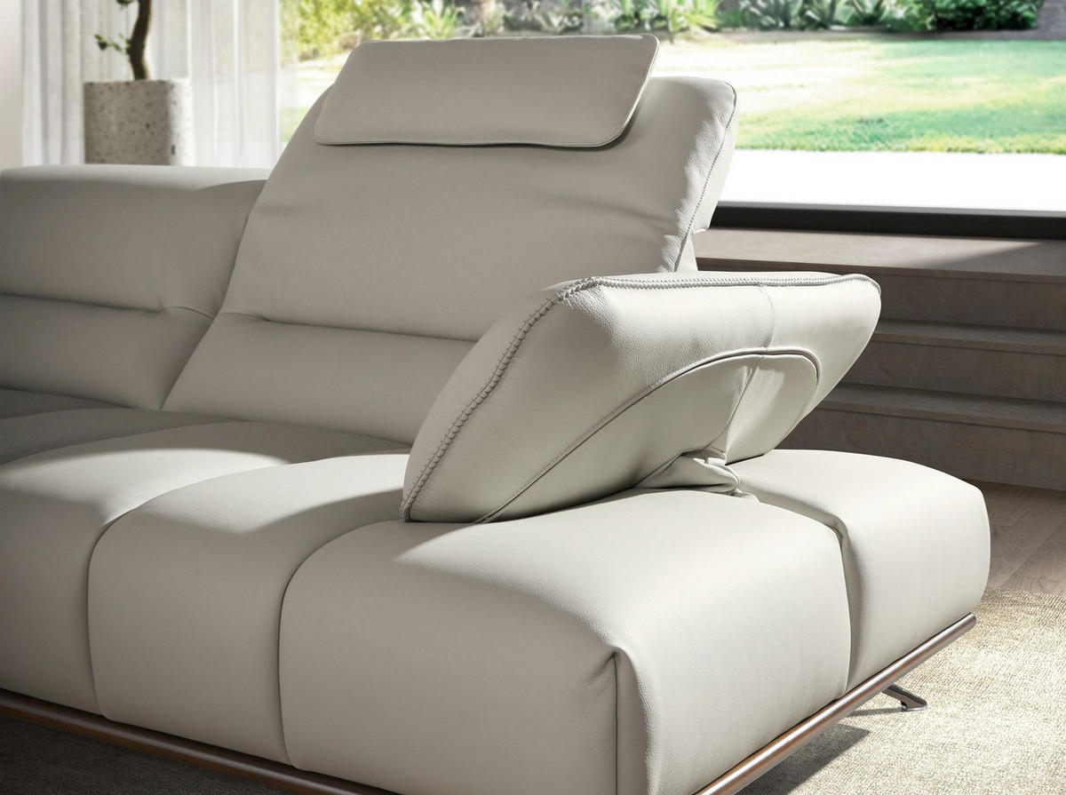 ECKSOFA Linksseitiges Ecksofa aus hellgrauem Leder 310/235/102 cm - Chromfarben/Hellgrau, Leder/Metall (310/235cm) - ANGEL CERDA