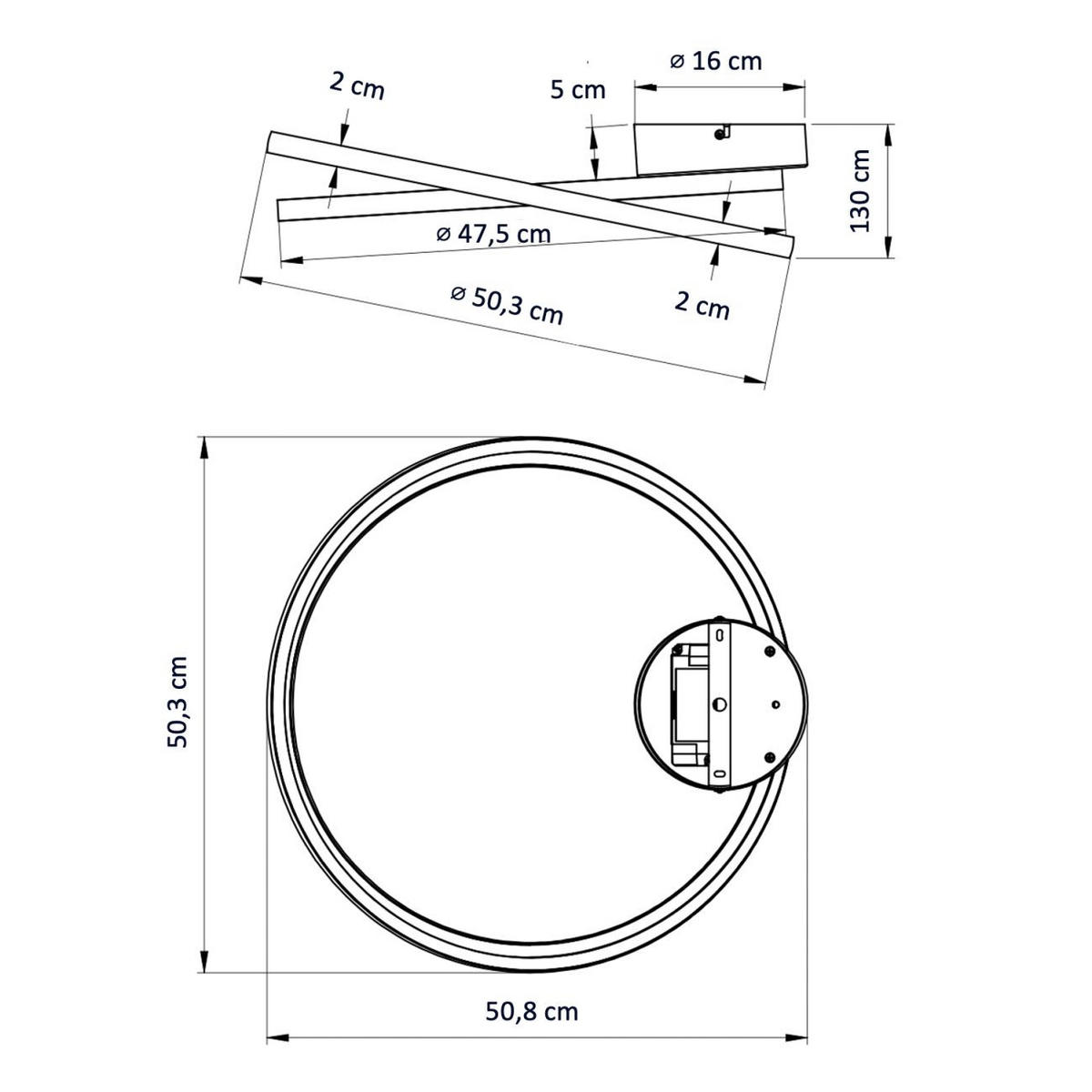 DECKENLEUCHTE Unity, Schwarz, 50.8cm - Schwarz, Metall (50.8/50.3/13cm) - KOSILUM