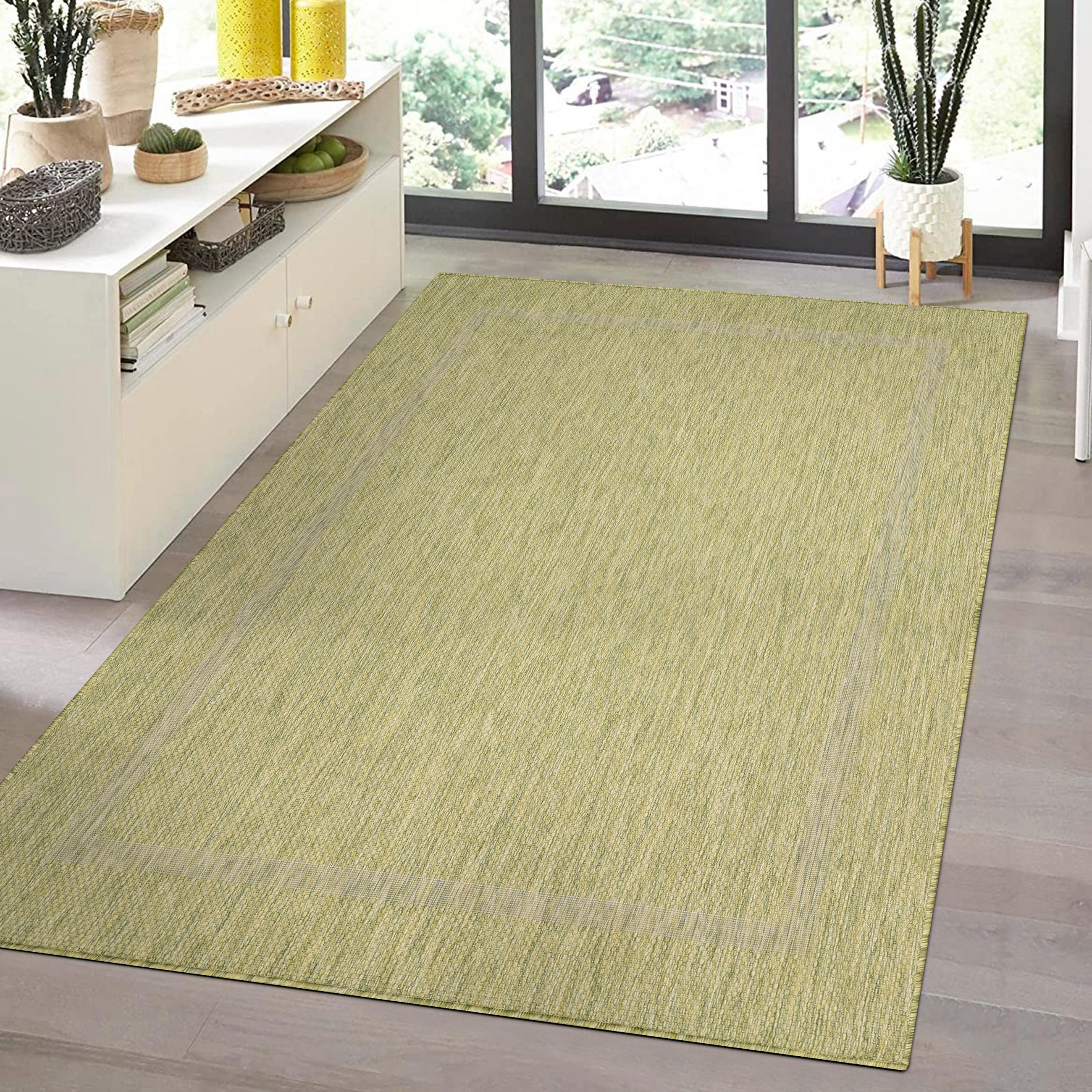 TEPPICH Outdoor Flachgewebe Uni-Design Polypropylen Balkon Grün Rechteckig 120x170 - Grün, Textil (120/170cm) - KADIMA DESIGN