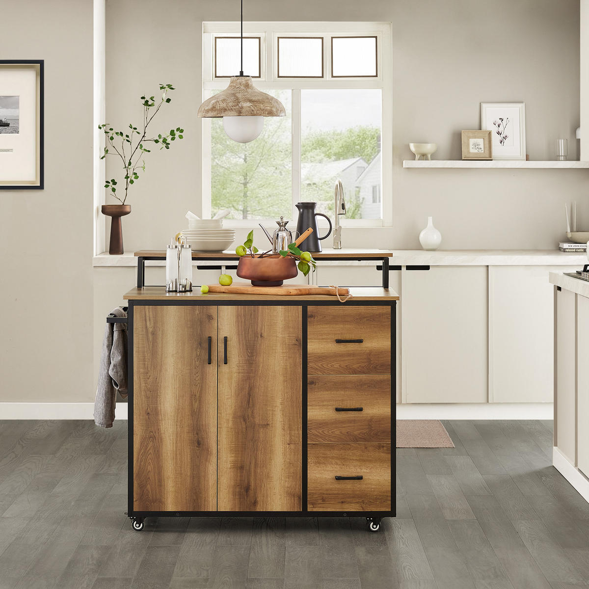 KÜCHENINSEL rollbar Vintage Braun - Naturfarben, Holzwerkstoff (106/14/58cm) - SoBuy