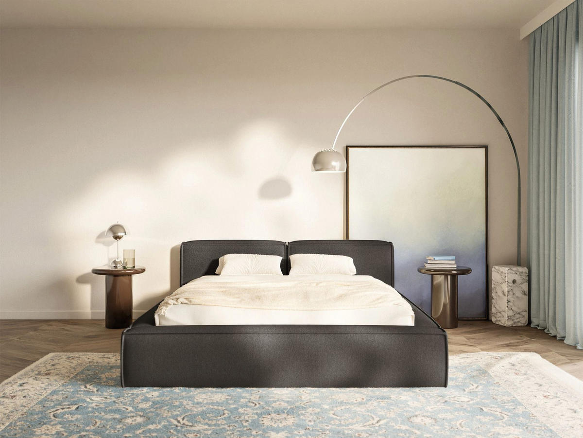 POLSTERBETT Tilves Slim Grafitgrau 200x200 cm - Schwarz/Graphitfarben, Kunststoff/Textil (200/200cm) - Selsey