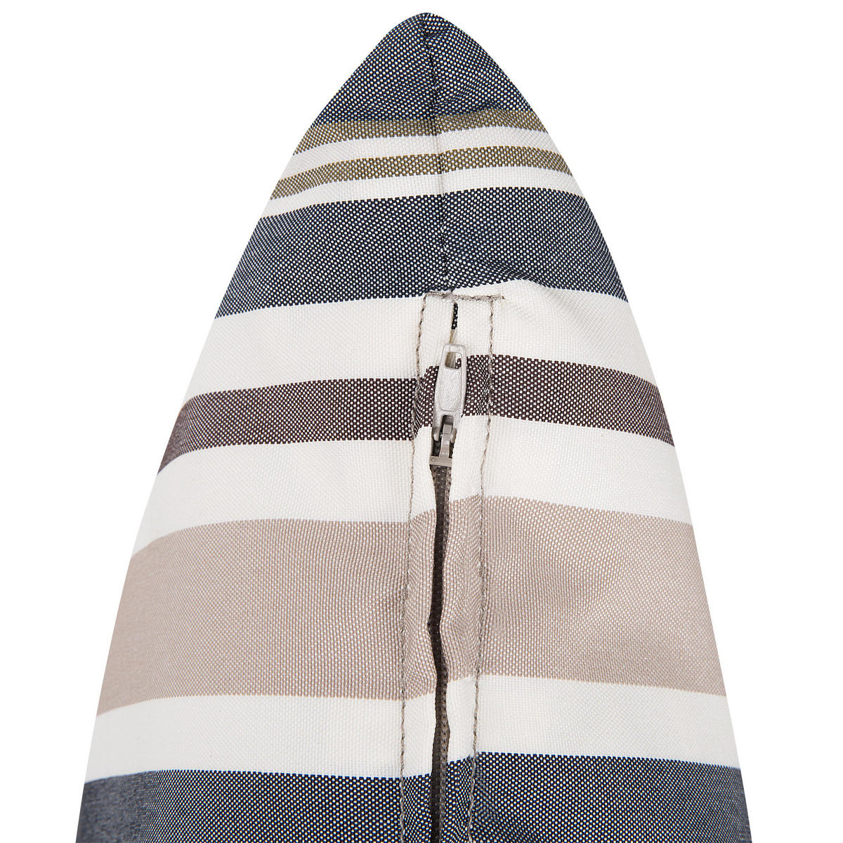 GARTENKISSEN 2er-Set dunkelblau/beige gestreift 40/40 cm Kastos - Hellbraun, Textil (40/40cm) - Beliani