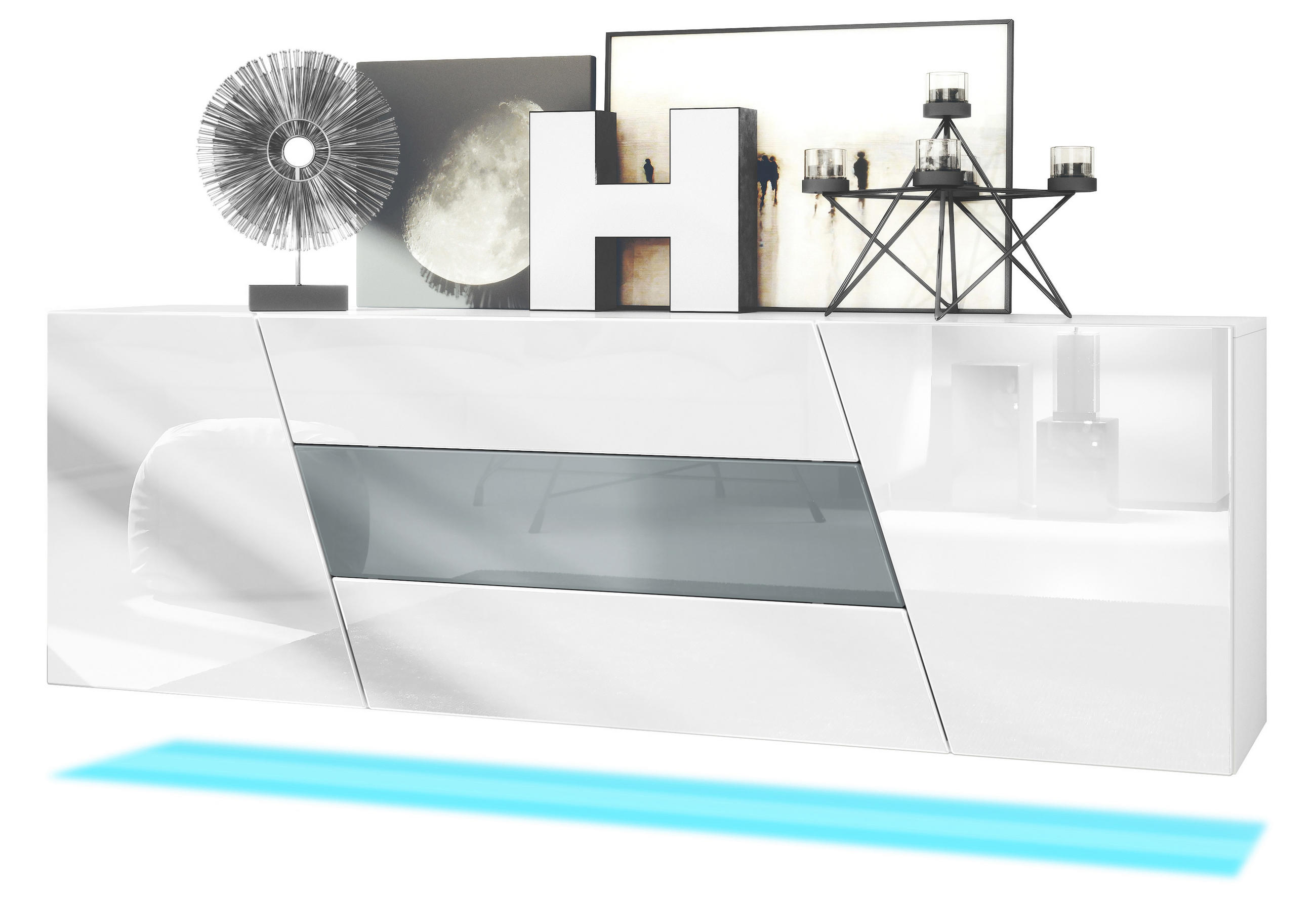Vladon Sideboard Grau 178x57.5x38.5 cm