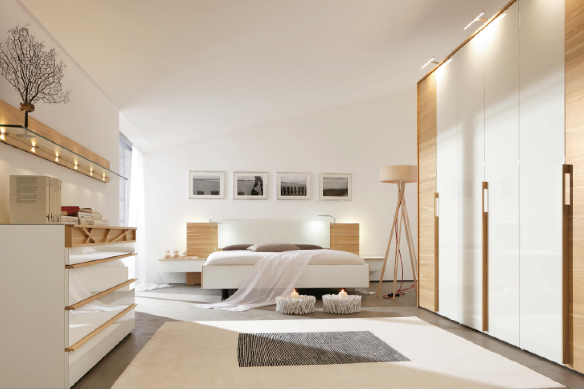 Schlafzimmerbeleuchtung im hellen Zimmer