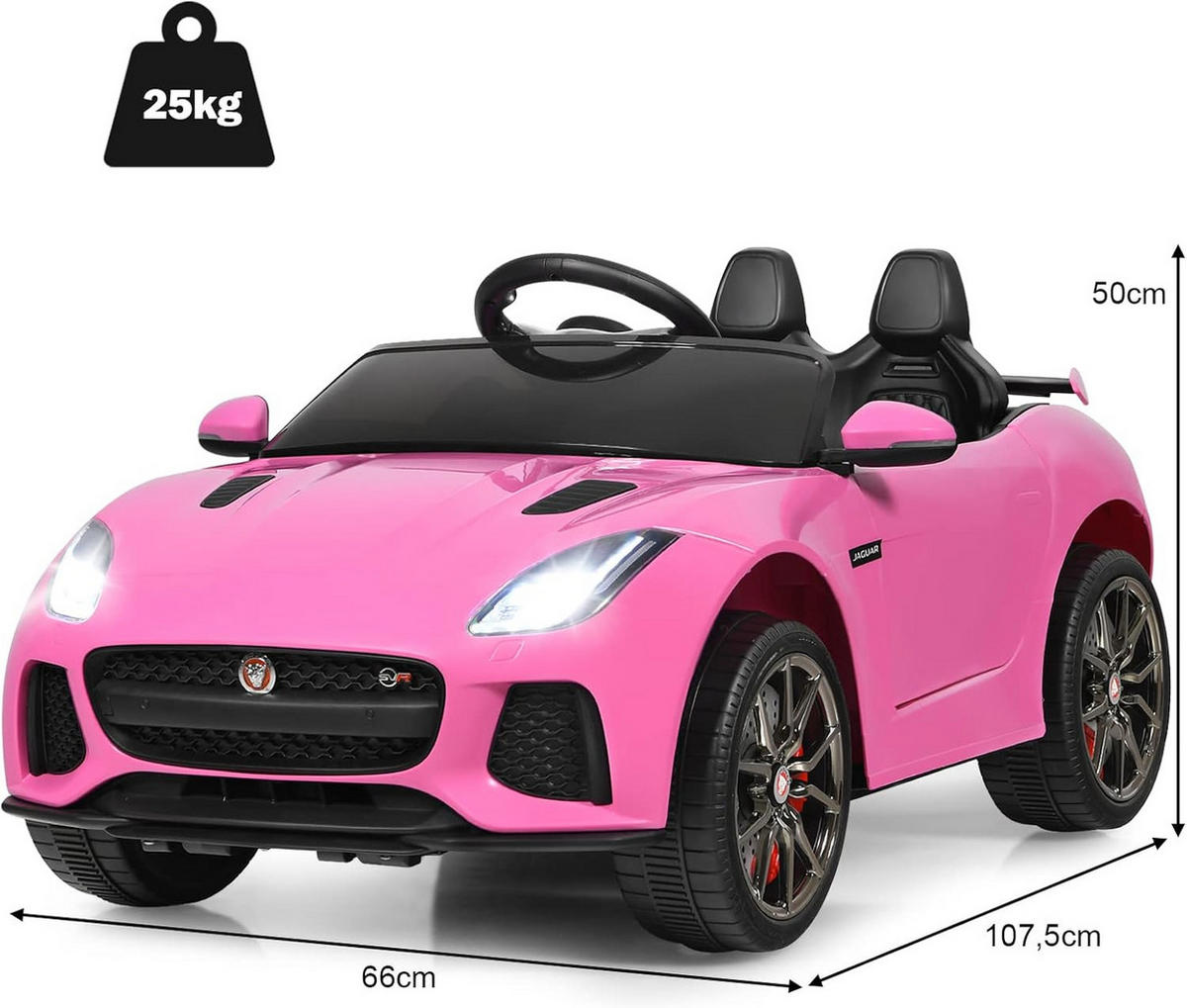 KINDERAUTO Jaguar 12V Elektro Rosa - Pink, Kunststoff (107.5/66/50cm) - COSTWAY