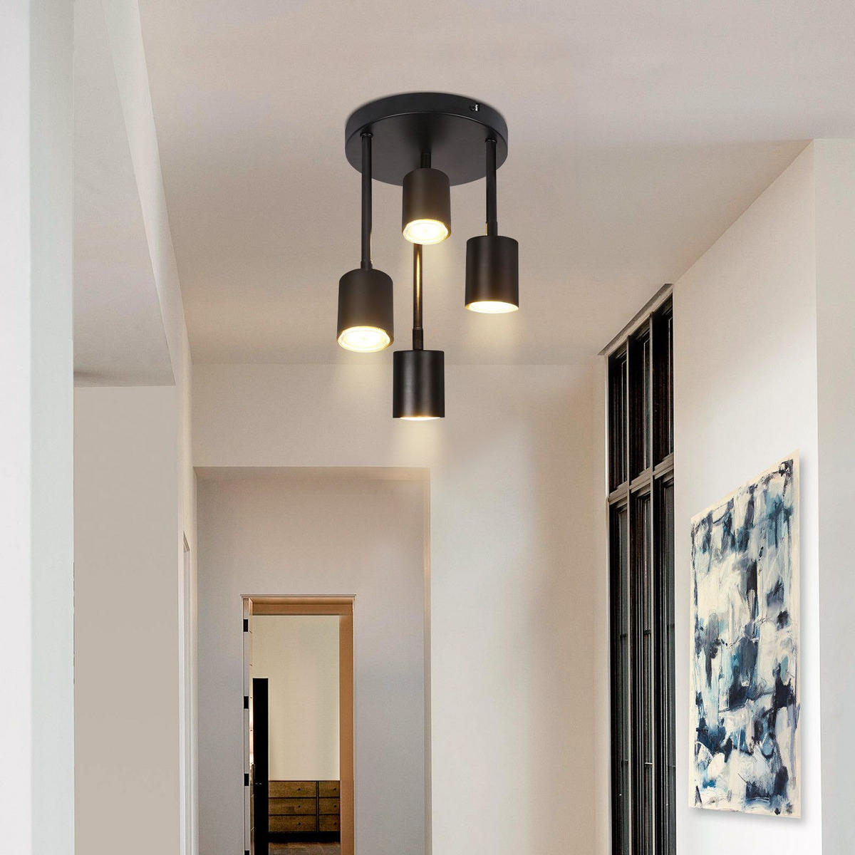 DECKENLEUCHTE Fioralyn 20/20/34 cm - Schwarz, Metall (20/20/34cm) - ZMH