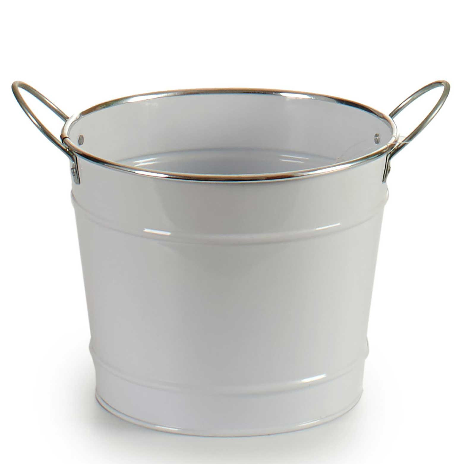 BLUMENTOPF Eimerform Verzinkt Weiß Ø 21 cm - Weiß, Metall (21/17.5cm)