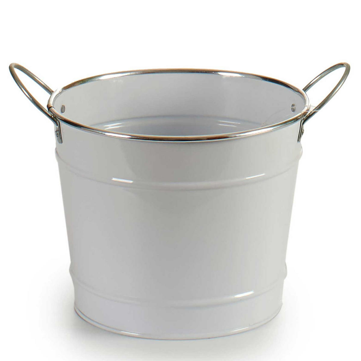 BLUMENTOPF Eimerform Verzinkt Weiß Ø 21 cm - Weiß, Metall (21/17.5cm)