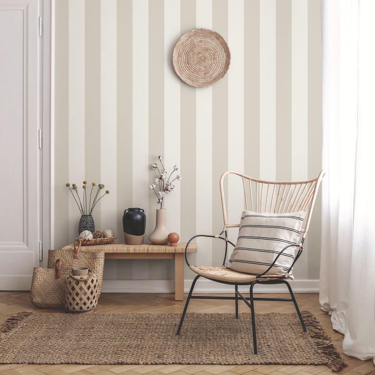 TAPETE Streifen 53 cm x 10.05 m - Grau, Papier (53/1000cm) - Sanders & Sanders