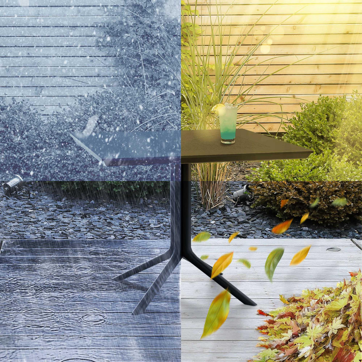 GARTENTISCH eckig 80/80/74 cm Kunststoff Schwarz - Schwarz, Kunststoff (80/80/74cm) - CLP