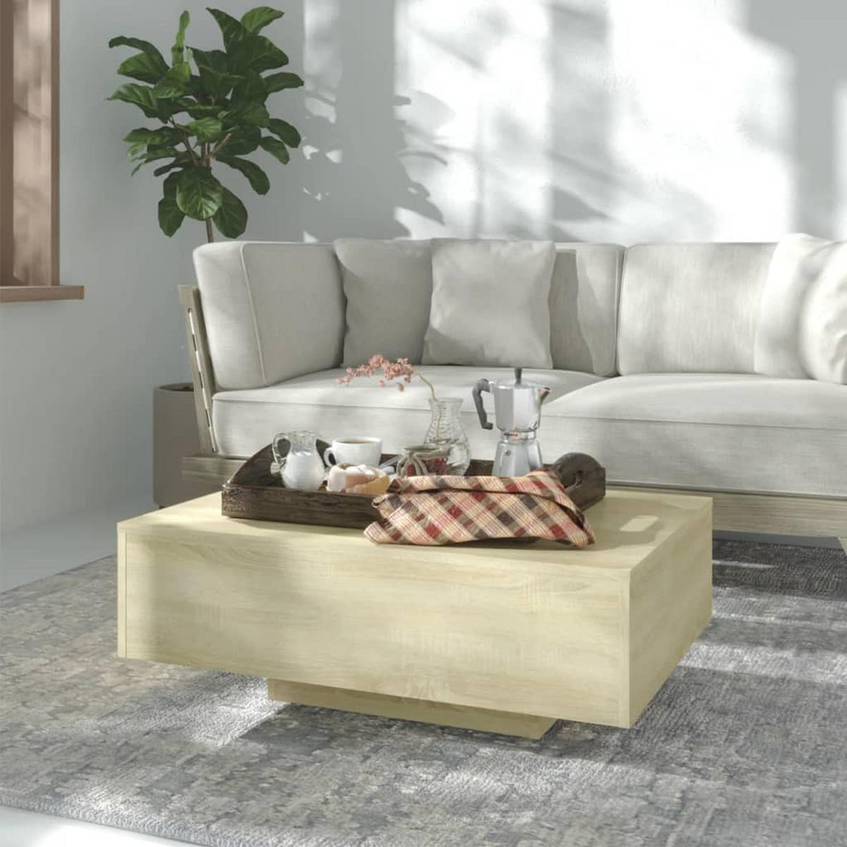 COUCHTISCH Sonoma-Eiche 85x55x31 cm Holzwerkstoff - Hellbraun, Holzwerkstoff (85/55/31cm) - furnicato