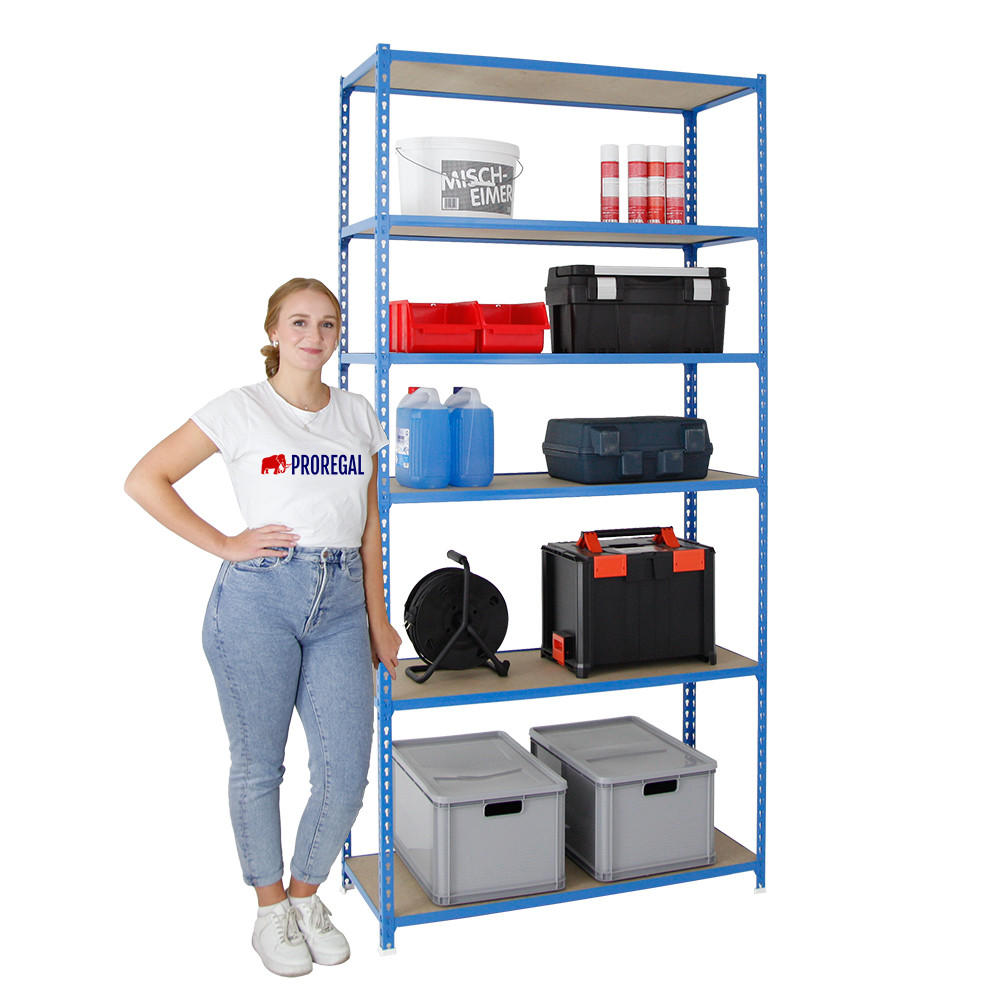 SCHWERLASTREGAL Giant Muli HxBxT 250 x 80 x 30 cm 6 Fachböden Fachlast 150 kg Blau - Blau, Metall (80/250/30cm) - PROREGAL