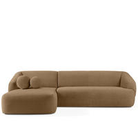 ECKSOFA LINKS VIRA, Dunkelbeige, Bouclé - Schwarz/Braun, Holz/Holzwerkstoff (300/160cm) - KONSIMO®