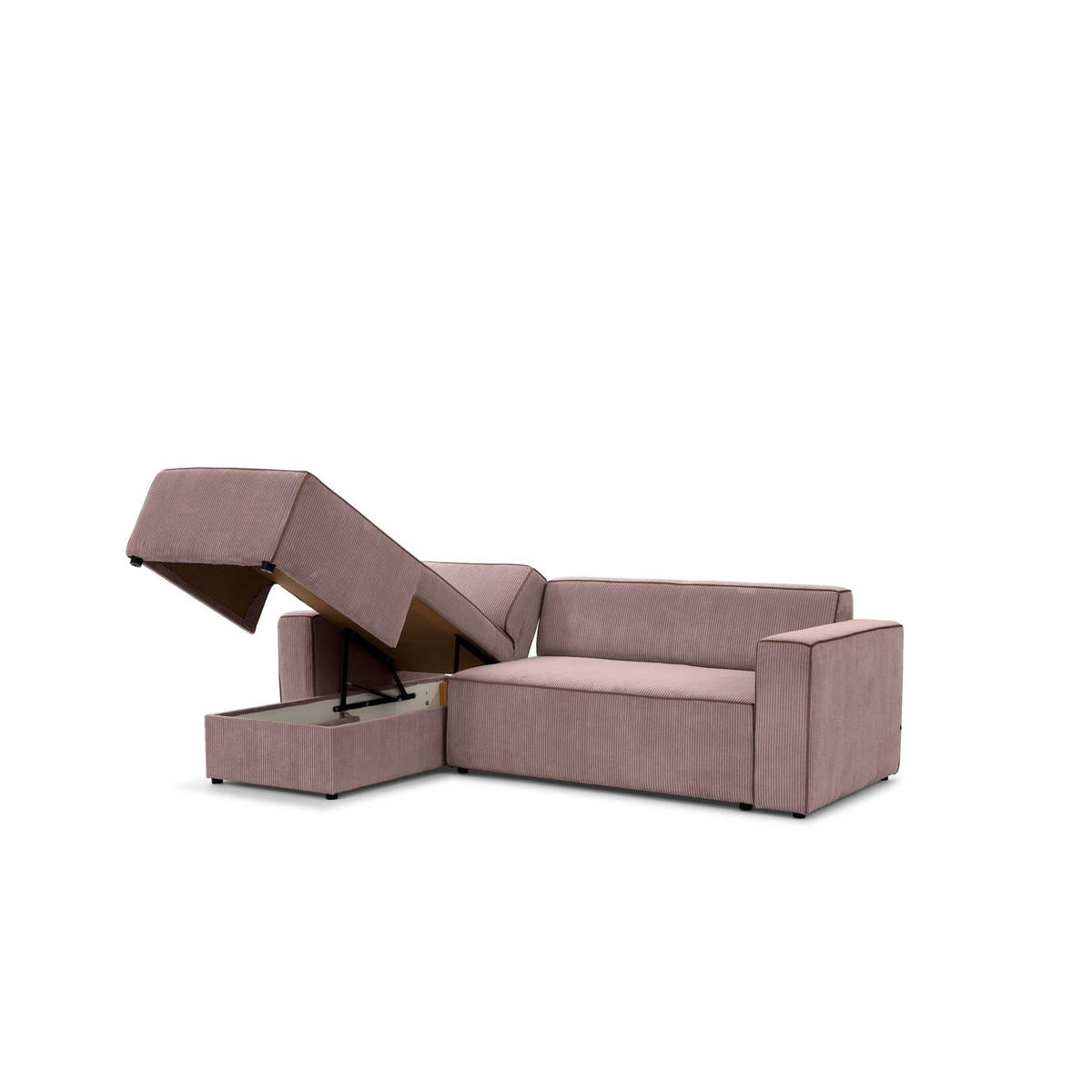 ECKSOFA Schlafsofa Waldo In Poso - Altrosa, Holzwerkstoff/Textil (260/173cm) - Fun Möbel