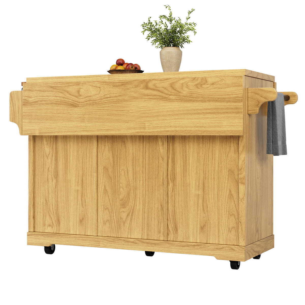 KÜCHENINSEL DE-41170 142,5/40-80/95 cm mit ausklappbaren Tischverlängerungen Naturbraun - Naturfarben, Holzwerkstoff (142.5/95/80cm) - ComfortXL
