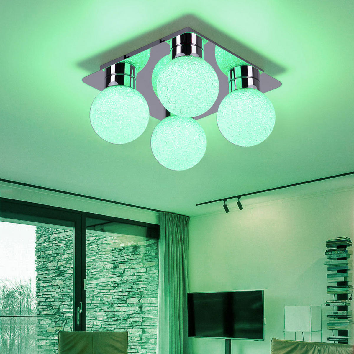 LED DECKENLEUCHTE Kugeln Silber Chrom - Silberfarben, Metall (25/25/15cm)