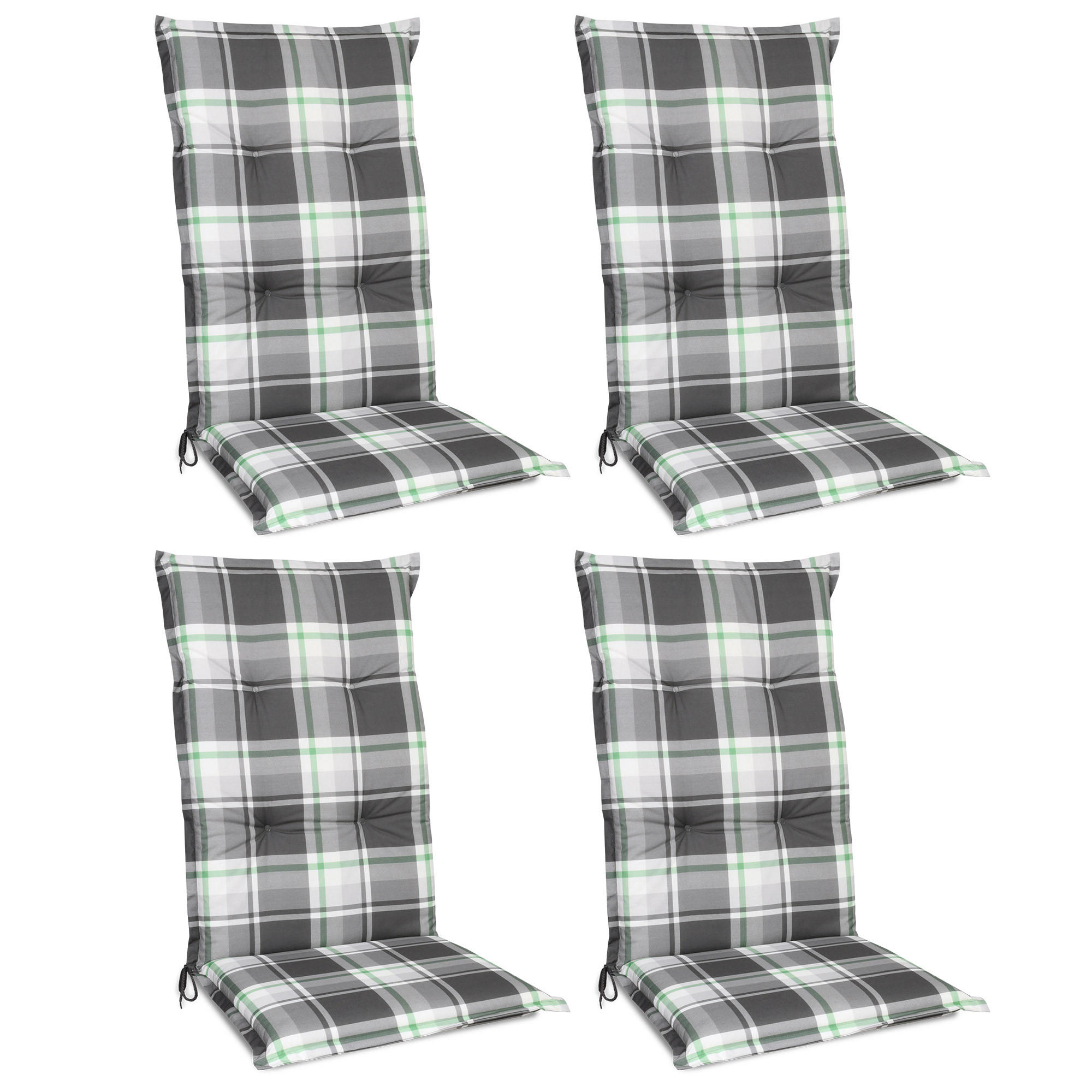 HOCHLEHNERAUFLAGE Sunny MK 120/50/6cm Mintgrün-Kariert 4tlg - Mintgrün, Textil (50/6/100cm) - Beautissu 