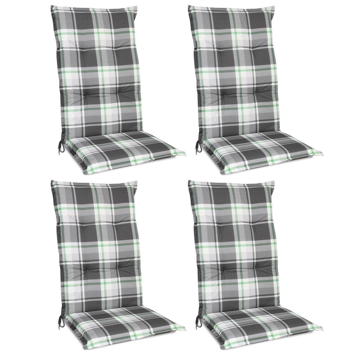 HOCHLEHNERAUFLAGE Sunny MK 120/50/6cm Mintgrün-Kariert 4tlg - Mintgrün, Textil (50/6/100cm) - Beautissu 