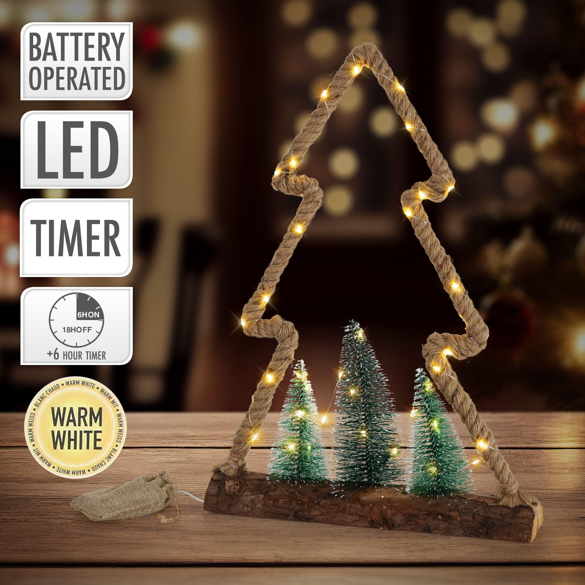 WEIHNACHT FIGUR JUTE - Braun, Holz (6.5/45/35cm) - ECD-Germany