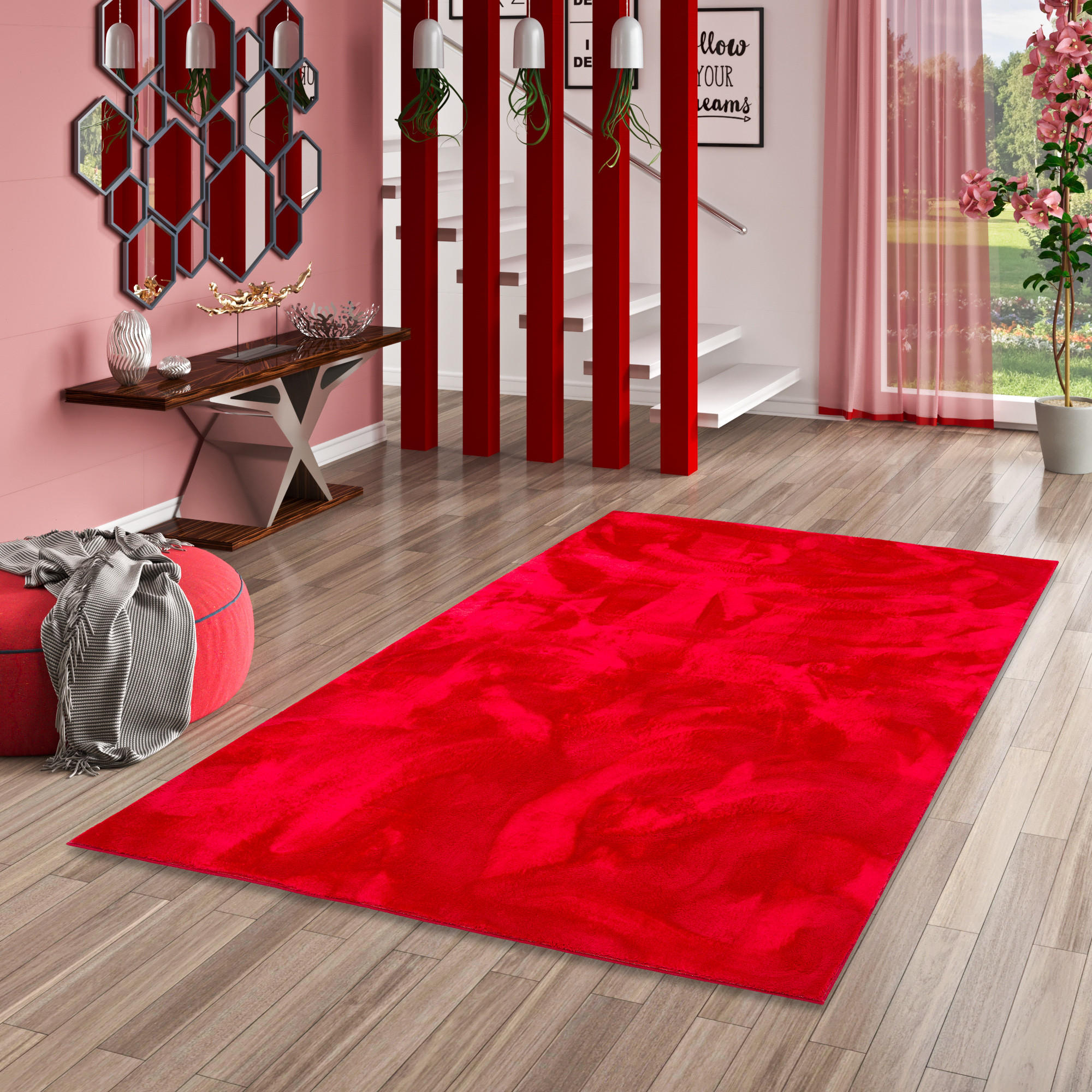 FELLTEPPICH SUPER SOFT PEARL - Rot, Textil (140/200cm) - Pergamon