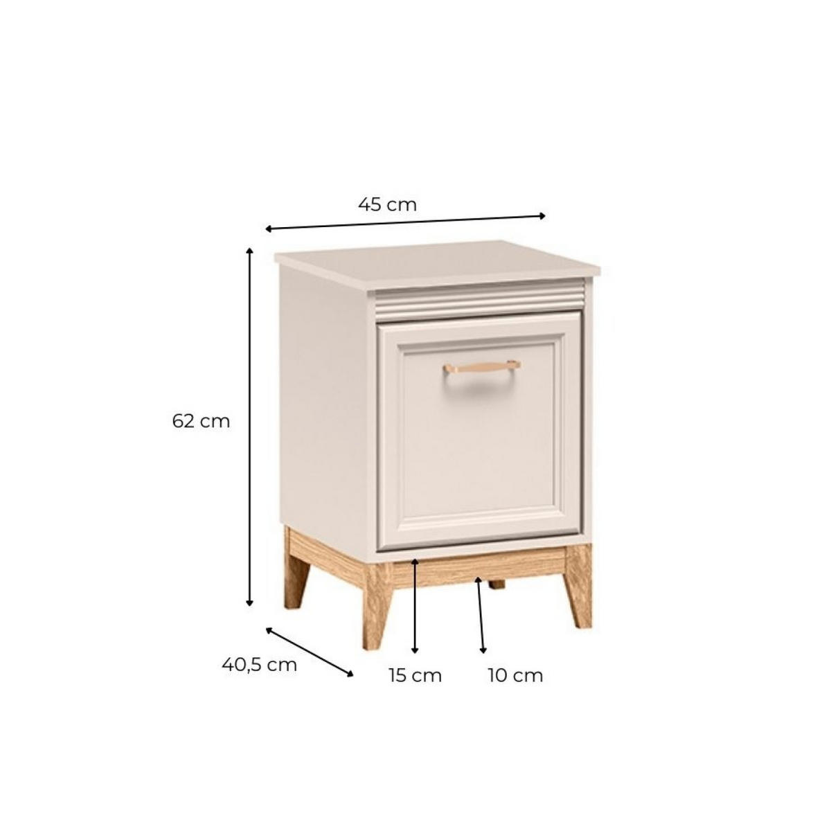 NACHTTISCH Windsor W-11 45 x 62 x 40,5 cm Kaschmir - Kaschmir/Eichefarben, Eichenholz/Holzwerkstoff (45/62/40.5cm) - Koseto