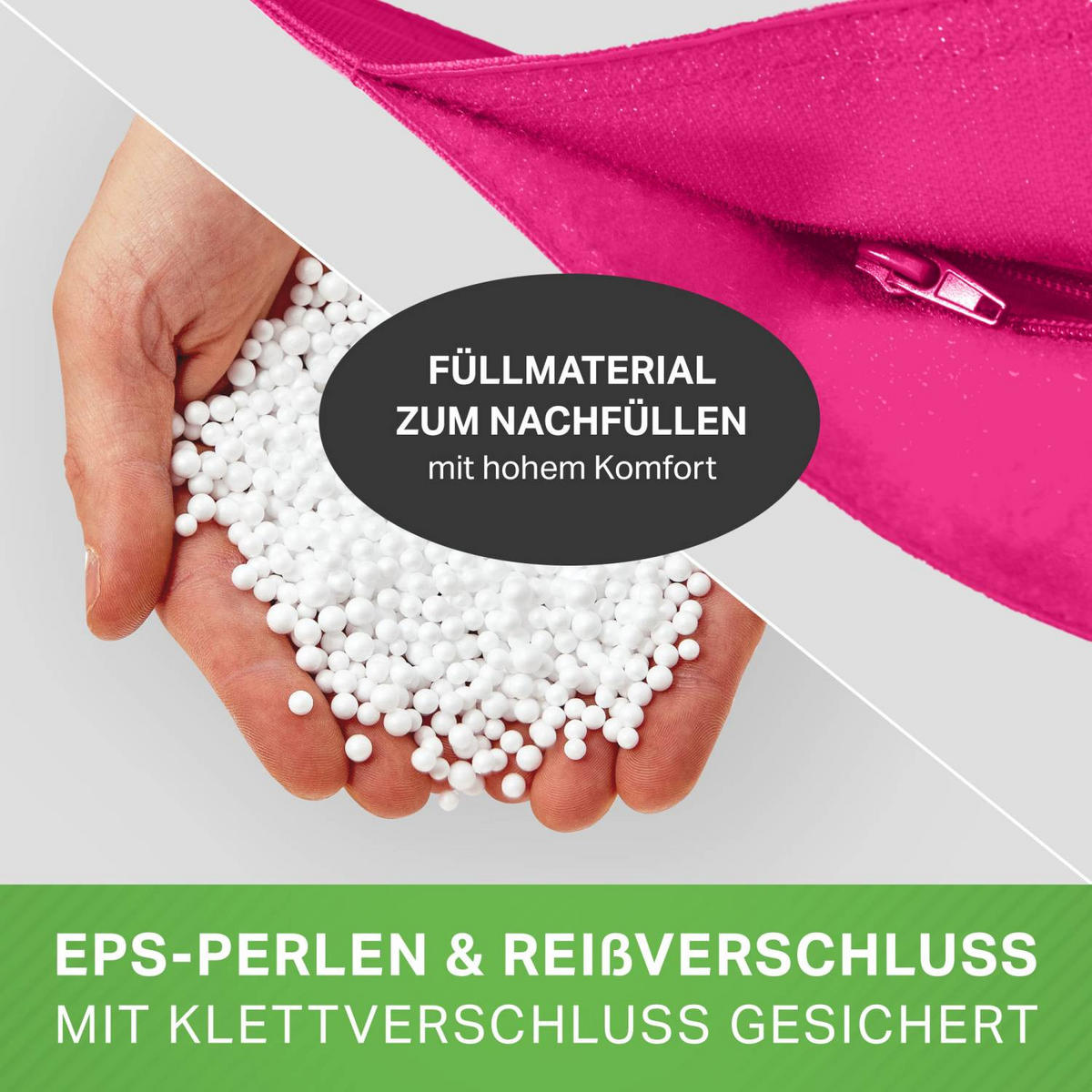 SITZSACK XXL "Square" 140x180cm - 380 L - Pink, Textil (140/25/180cm) - Green Bean