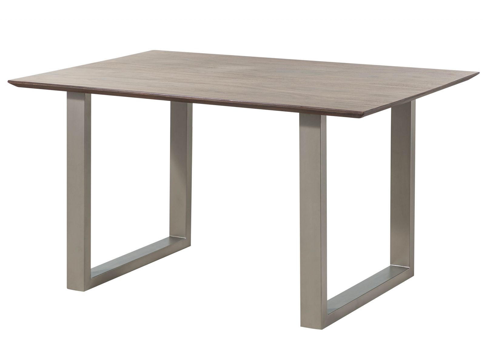 ESSTISCH Akazie 140x90 grau lackiert / U-Beine silber matt SWISS EDGE - Silberfarben/Grau, Holz (140/90/76cm) - Massivmoebel24