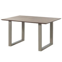ESSTISCH Akazie 140x90 grau lackiert / U-Beine silber matt SWISS EDGE - Silberfarben/Grau, Holz (140/90/76cm) - Massivmoebel24