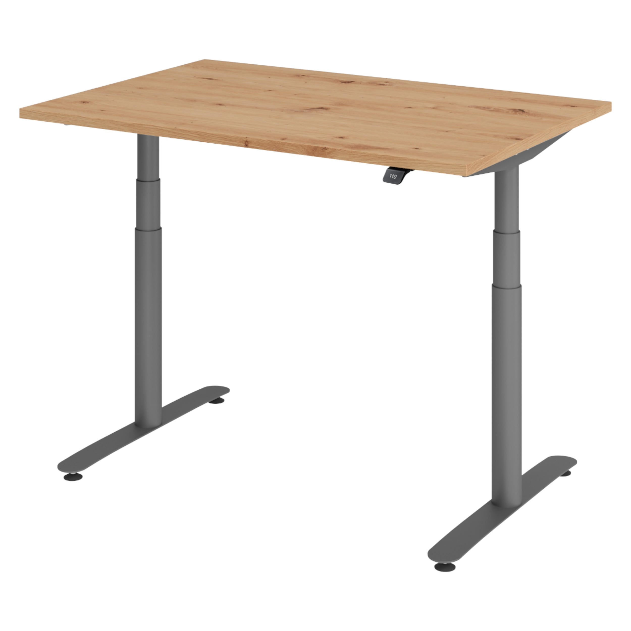 SCHREIBTISCH elektrisch Bluetooth & App XDLR 120/80/72 cm in Wildeiche/Graphitfarben - Wildeiche/Graphitfarben, Holzwerkstoff (120/80/72cm) - bümö