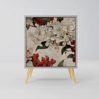 SIDEBOARD EPHEMERAL DAYS, Grau, 57,5x42x75,5 cm, Goldfarbene Metallfüße - Goldfarben/Multicolor, Holzwerkstoff/Metall (57.5/75.5/42cm) - SpaceRebels