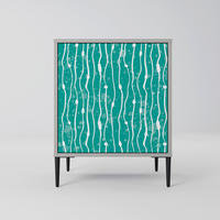 SIDEBOARD TURQUOISE RAIN, Grau, 57,5x42x72,5 cm, Schwarze Metallfüße - Multicolor/Schwarz, Holzwerkstoff/Metall (57.5/72.5/42cm) - SpaceRebels