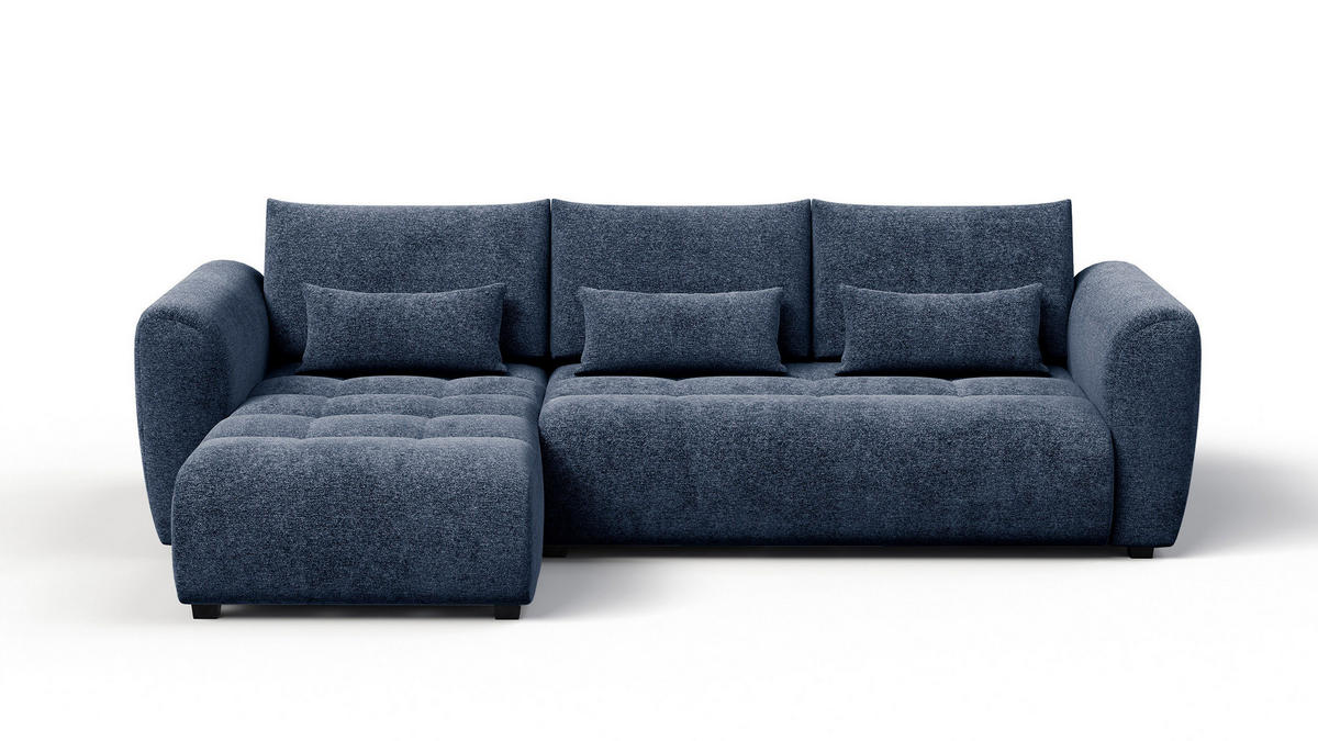 ECKSOFA SORENO 4-Sitzer, dunkelblau - Schwarz/Dunkelblau, Holz/Textil (293/171cm) - Courtois Laville