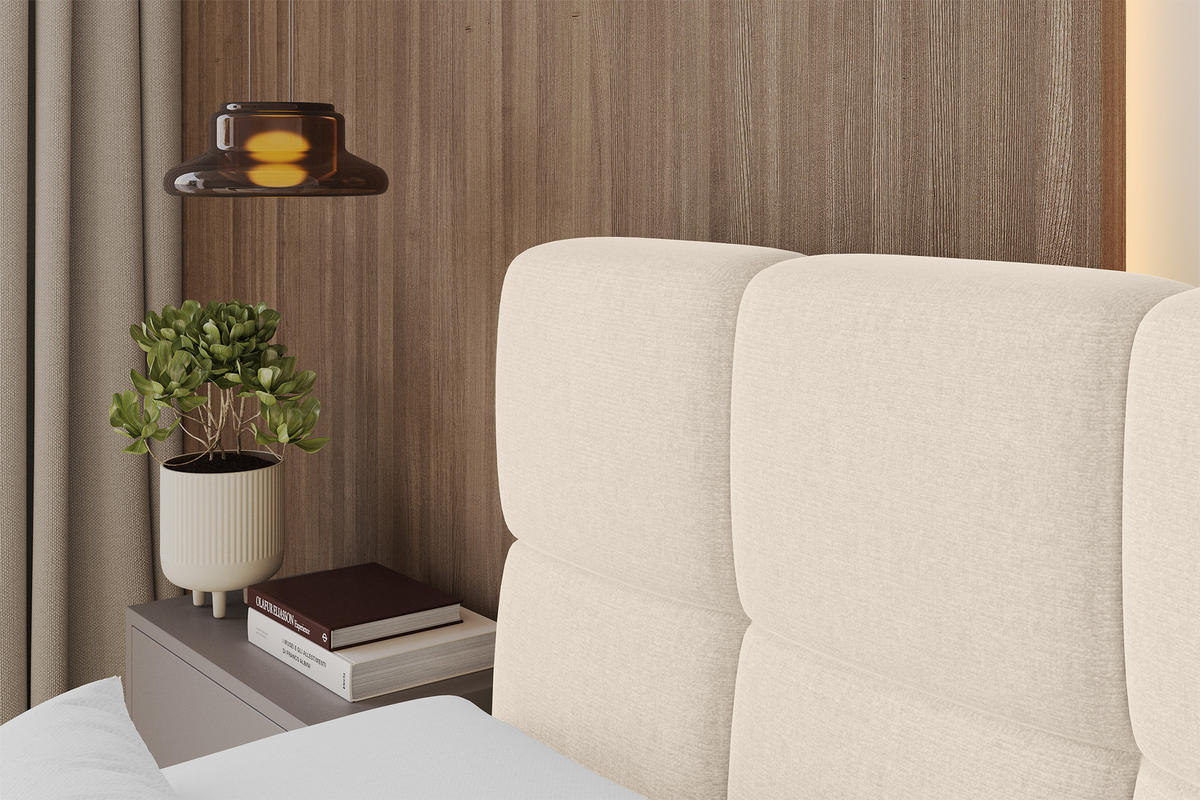 BOXBETT mit Matratze H4 - FAMA - 120x200 cm Beige Monolith - Sahara, Holzwerkstoff (120/200cm) - ALTDECOR