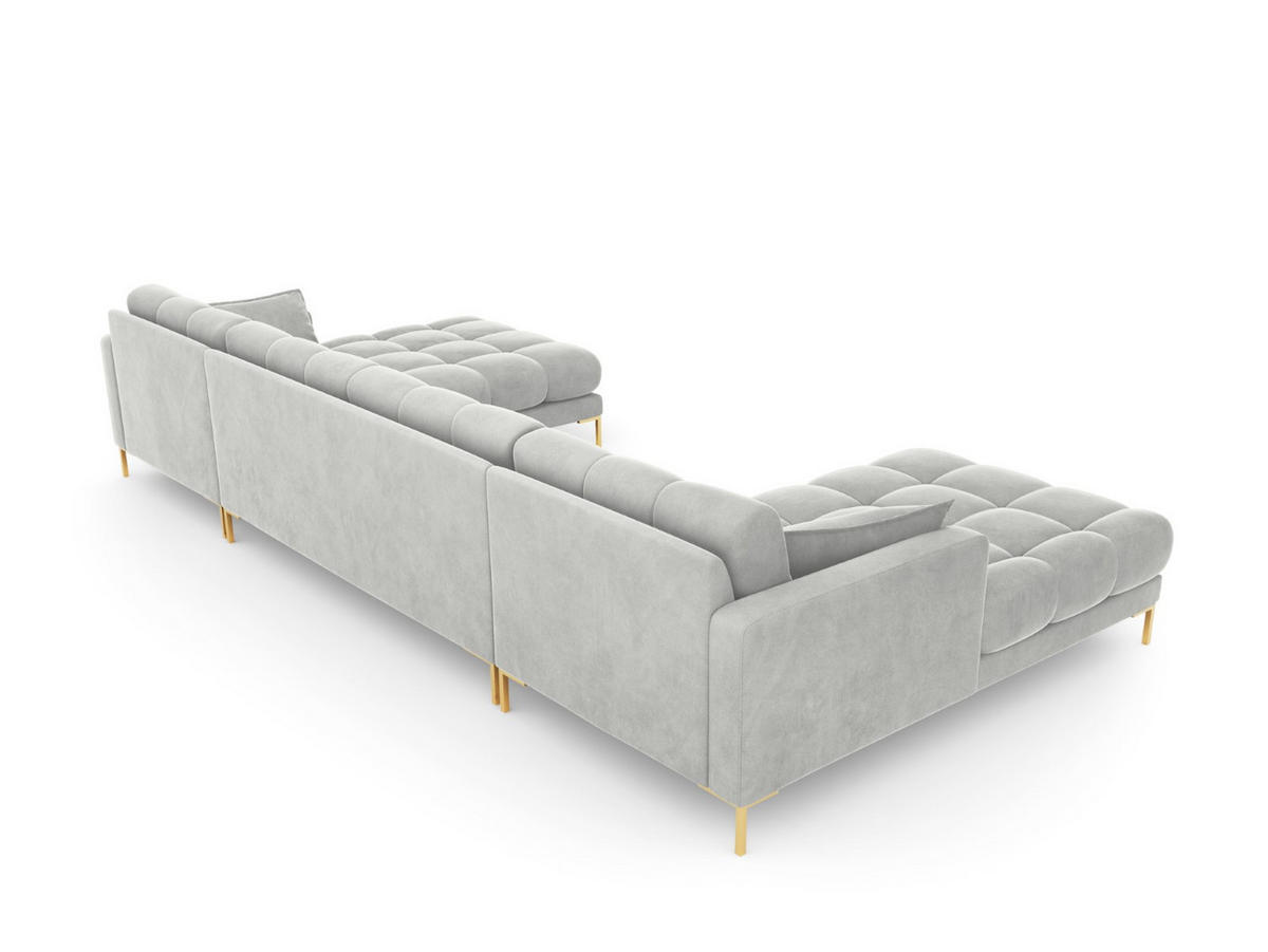 PANORAMASOFA Mamaia aus Samt silber 6 Sitzplätze - Silberfarben, Textil (185/75/383cm) - Micadoni