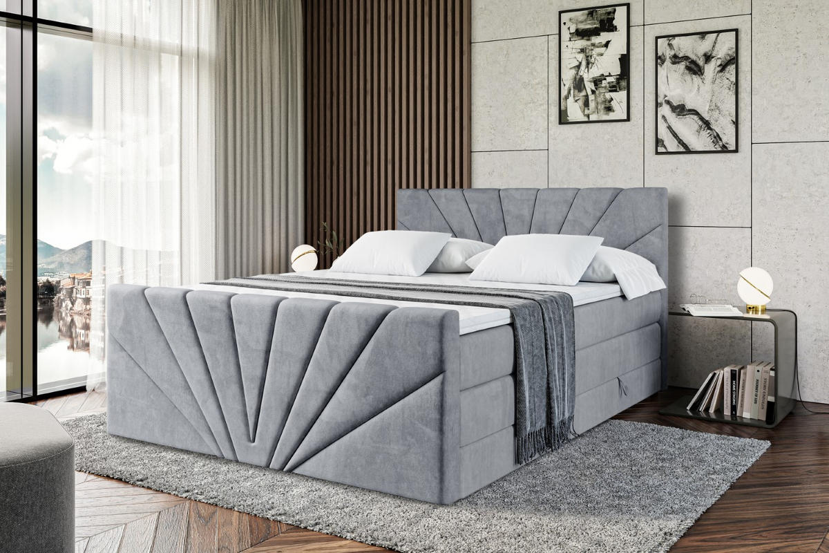 BOXSPRINGBETT MILTIO-Z KING - 180x200 - H3/H4 - Grau - Grau, Holzwerkstoff (180/200cm) - ALTDECOR