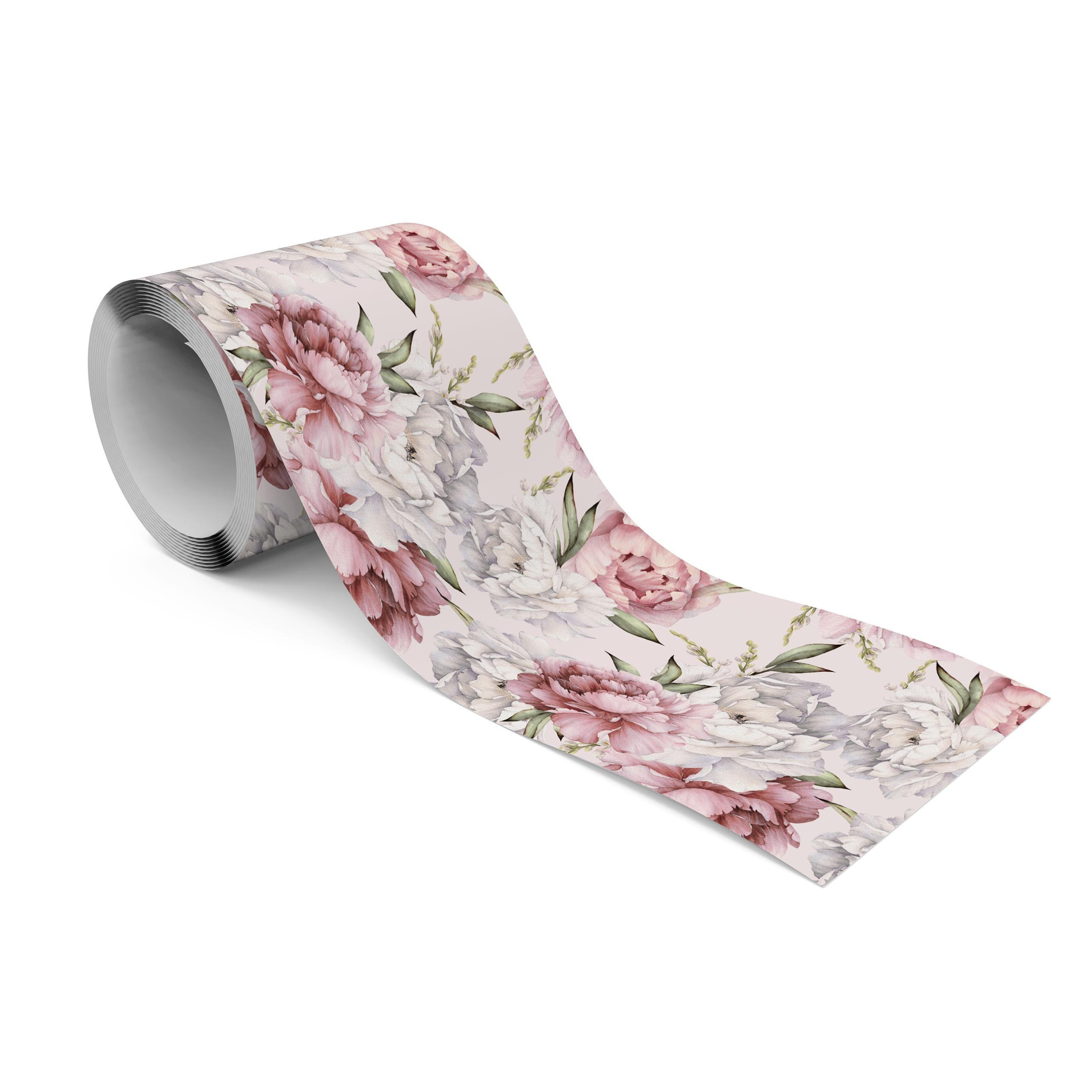 TAPETENBORDÜRE selbstklebend PFINGSTROSEN Blätter Pflanzen Natur - Weiß/Rosa, Papier (10/300/300cm) - Muralo