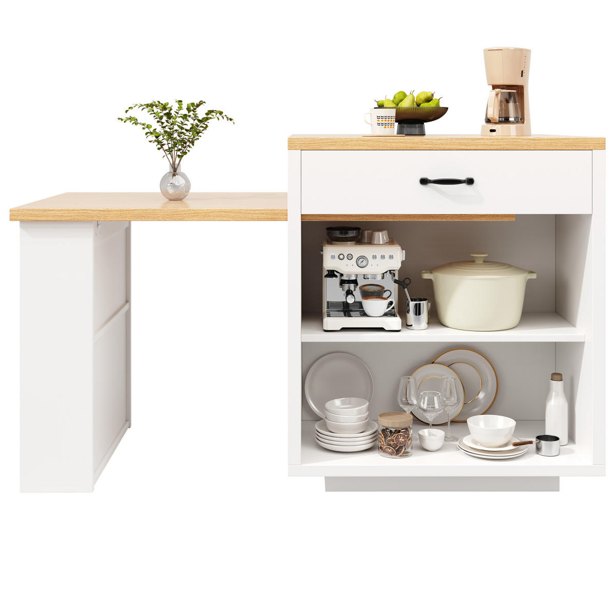 BUFFET 126-196/59/94 cm aus MDF mit RGB-LED-Beleuchtung Weiß - Weiß, Holzwerkstoff (196/94/59cm) - Modenvie