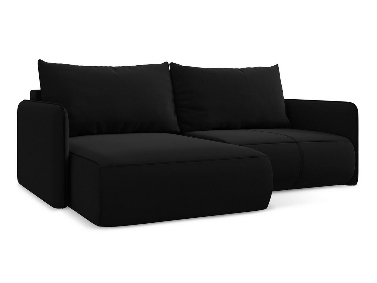 ECKSOFA mit Schlaffunktion Samt Stoff Schwarz - Schwarz, Kunststoff/Textil (148/207cm) - Makamii