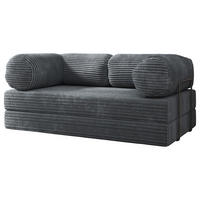 BETTSOFA ALVIO aus Schaumstoff Cordstoff Grau Schlaffunktion - Dunkelgrau, Textil (170/68/80cm) - MASSENO