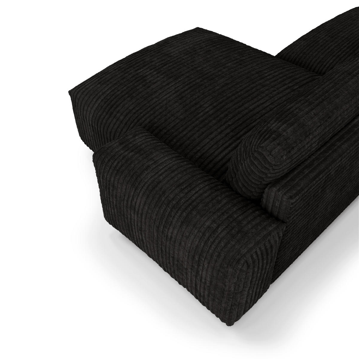 ECKSOFA RECHTS Gerippter Samt XXL Schwarz 220cm - Schwarz, Textil (220/120cm) - Sia Home