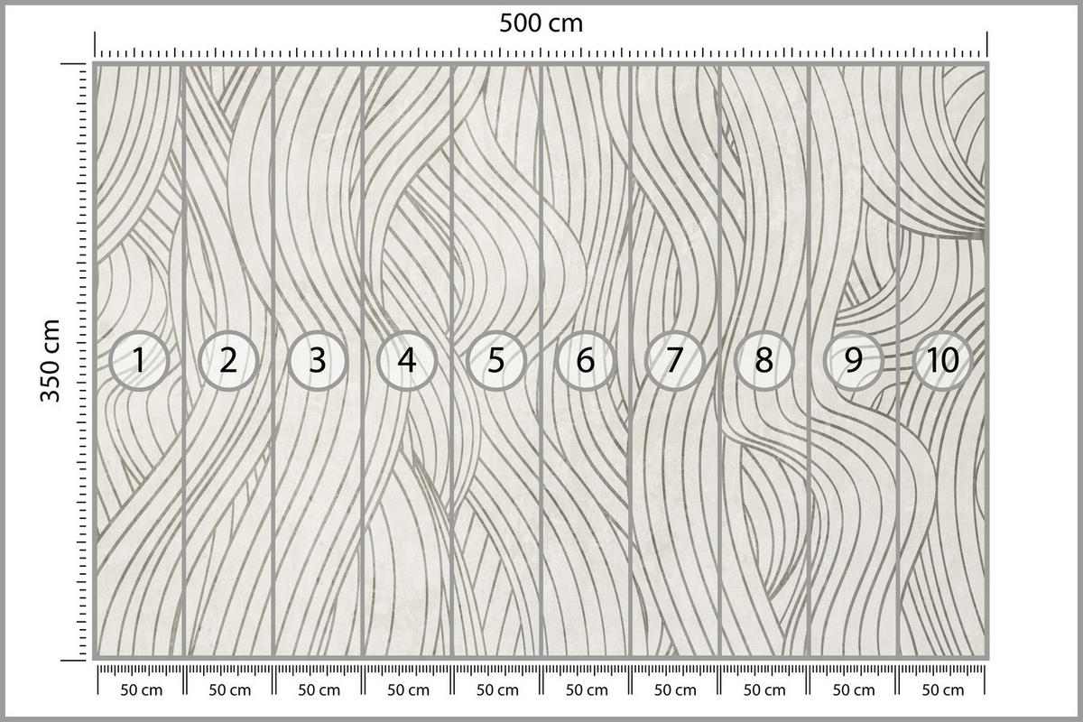 FOTOTAPETE Abstraktion Wellenmuster Retro Grau Minimalismus Dynamik 500x350 - Beige, Papier (500/350cm) - Muralo