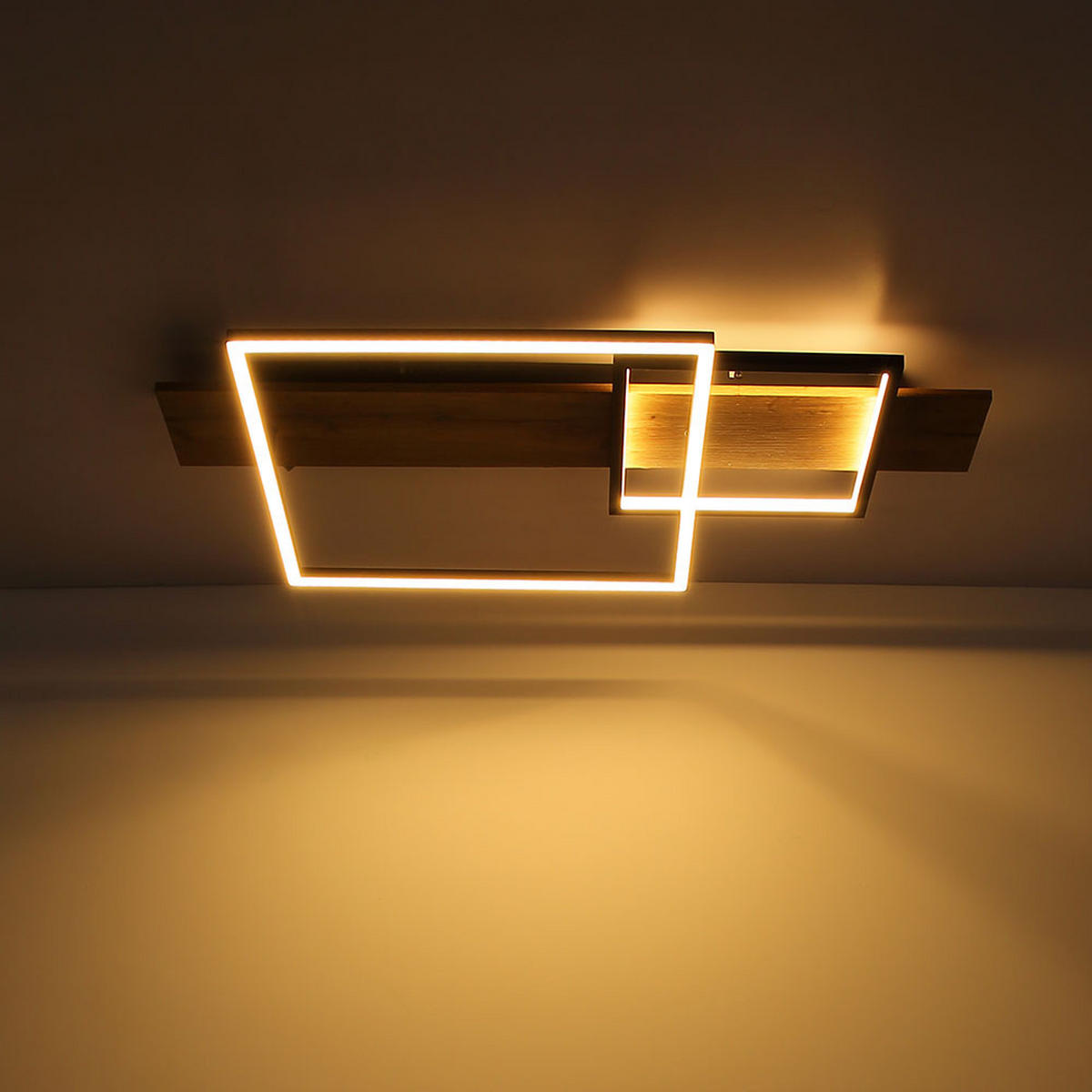 LED DECKENLEUCHTE Metall Holzoptik Braun matt - Braun, Metall (75/40/10cm) - Globo Lighting